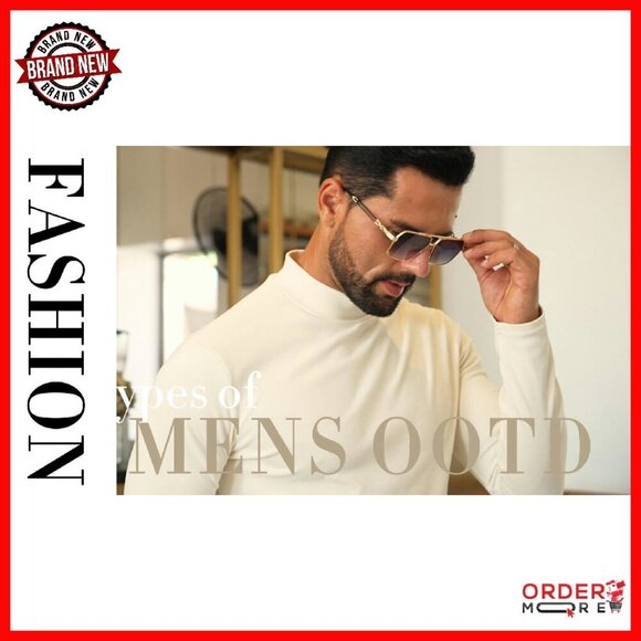 Men's Slim Fit Mock Turtleneck Sweater Lightweight Thermal Pullover - Picture 8 of 8